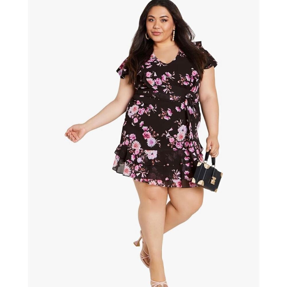 City Chic Women's Plus Size Romantic Print Dress